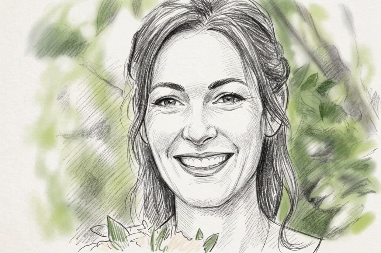Illustration d'Ariane, souriante, entourée de feuillage